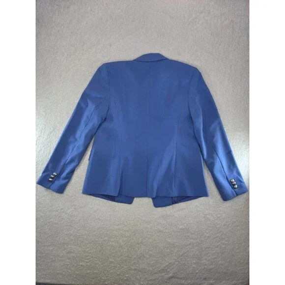 Talbots Blue Double Breasted Blazer Size 8 Silver Crest Buttons New With Tags - Picture 14 of 15